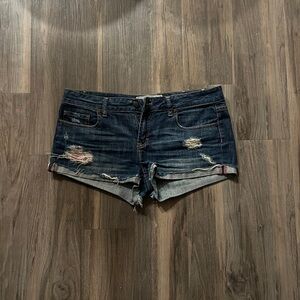 PINK Victoria's Secret Dark Blue Distressed Jean Shorts